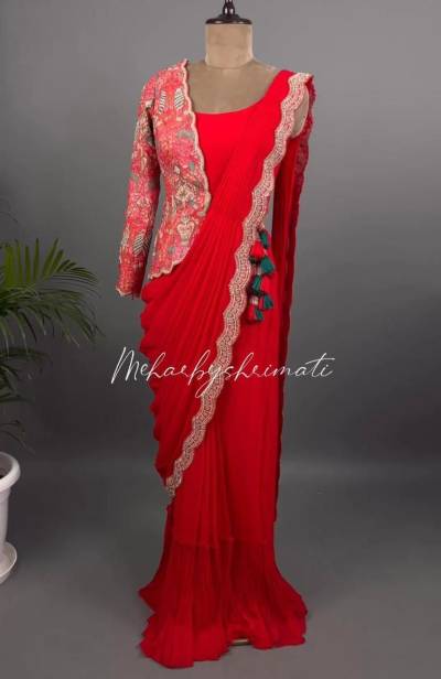 HB 37 BY SAGAR IMPEX GEORGETTE EMBROIDERY SAREE EXPORTER IN INDIA